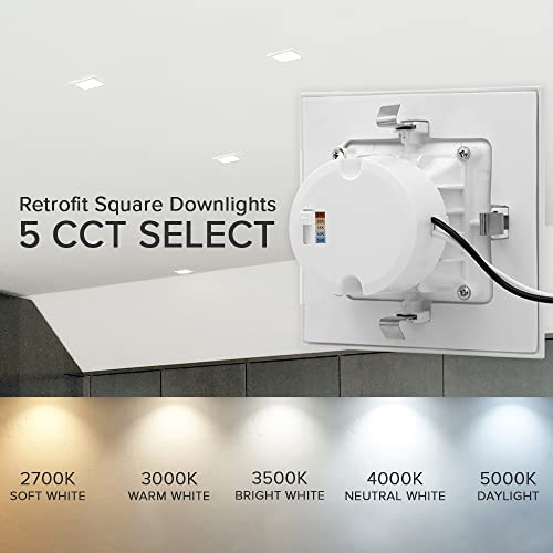 Maxxima 4 in. 5 CCT Retrofit Recessed Square LED Downlight – 800 Lumens, Color Selectable 2700K-5000K (2700K/3000K/3500K/4000K/5000K), Dimmable, 90 CRI, Ideal for Kitchen, Bathroom, or Bedroom - Image 7