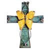MelinSam Wooden Wall Cross Christians Cross with Antiqued Metal Butterfly and Inspirational Prayer Inscribed Blessed for Church Home Room Decoration Gifts