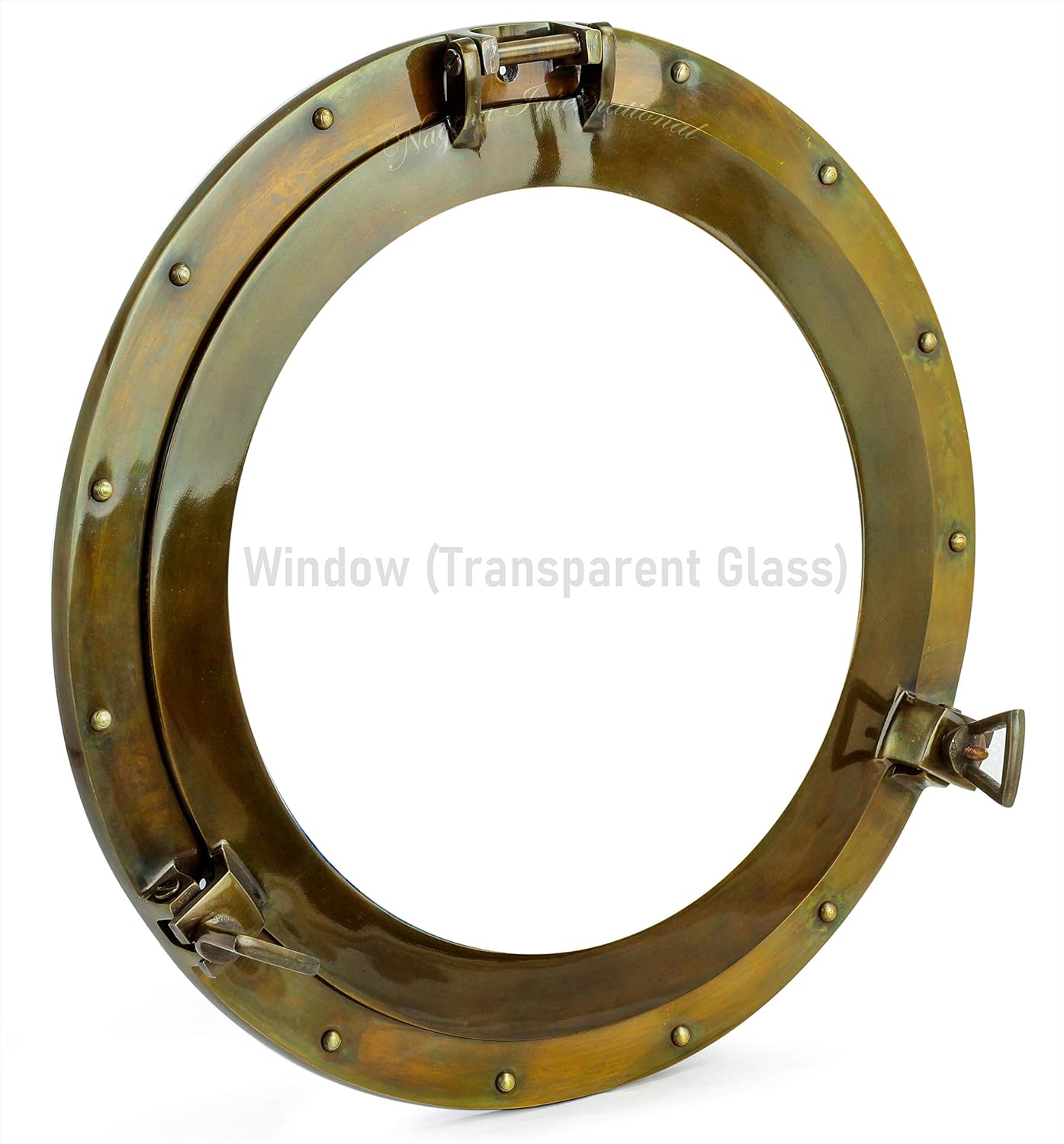 Nagina International, 17 Aluminum Porthole Antique Finish~Port Window Glass Ship Porthole Decor Pack of 2 - Image 4