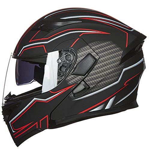 ILM Motorcycle Dual Visor Flip up Modular Full Face Helmet DOT 6 Colors Model 902 - Image 24