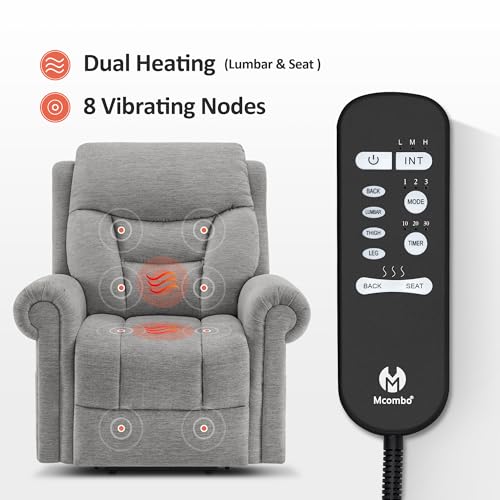 MCombo Triple Motor Power Lift Recliner Chair with Massage and Lumbar&seat Heating, Rolled Arms, Adjustable Headrest for Elderly People, Fabric 7888 (Coffee, Medium) - Image 23