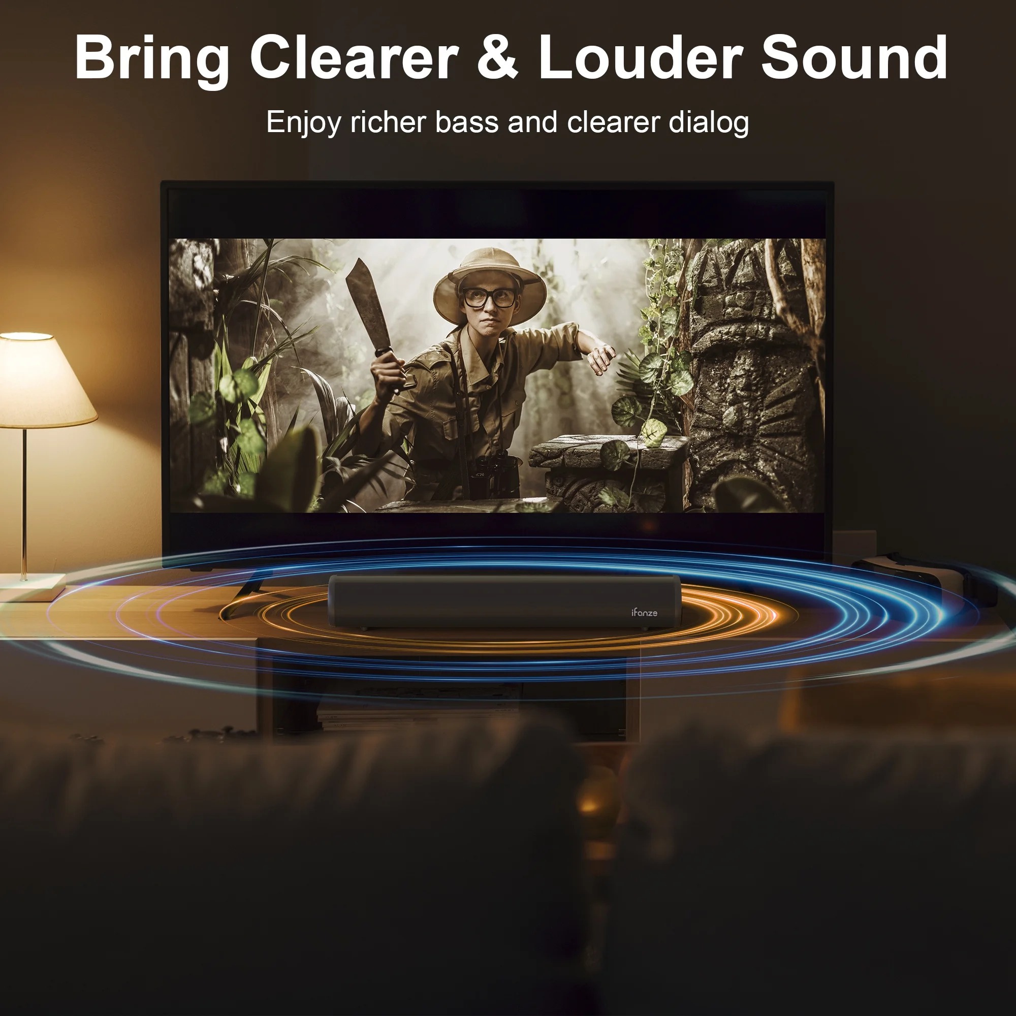 Sound Bar for TV, Bluetooth 5.0/HDMI-ARC/Optical/AUX/Coaxial/USB Wired & Wireless Connection Soundbar, Surround Sound System Smart TV Sound Bar with Built-in Subwoofers, Remote Control - Image 3