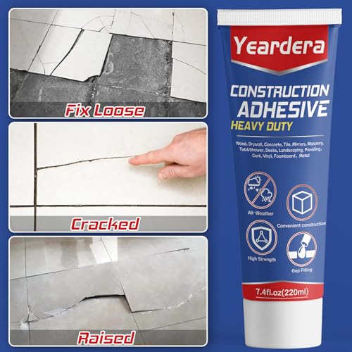 Heavy Duty Construction Adhesive, 7.4 Ounce Cement Glue Squeeze Tube, Versatile Construction Glue for Tile, Floor, Stone, Wood, Wall & More, Pack of 1 (CZJS-001) - Image 4