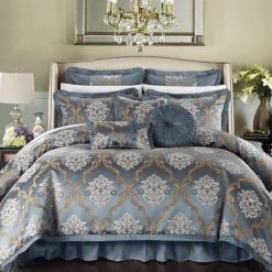 Chic Home Aubrey 13 Piece Scroll Jacquard Comforter Set Bedding Blue / King