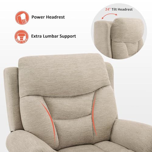 MCombo Triple Motor Power Lift Recliner Chair with Massage and Lumbar&seat Heating, Rolled Arms, Adjustable Headrest for Elderly People, Fabric 7888 (Coffee, Medium) - Image 6