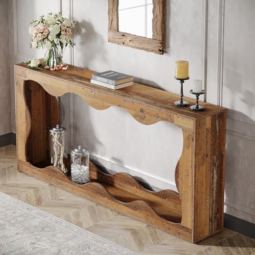 Tribesigns 63 Inches Farmhouse Console Table with Storage, Couch Table Behind Sofa, Long Entryway Sofa Station, Narrow Console Stand, Hallway Stand for Entryway Living Room, Brown - Image 22
