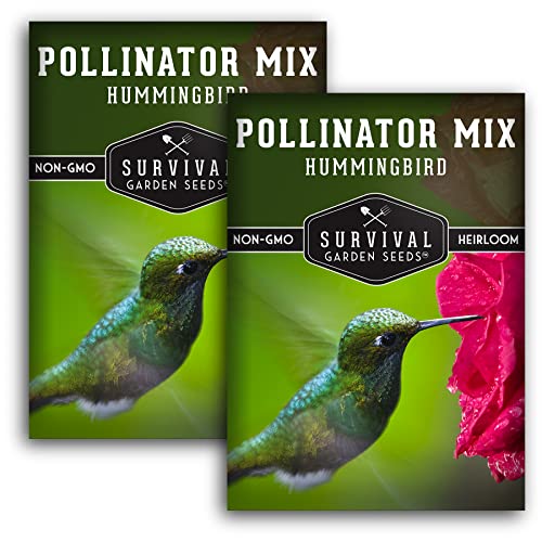 Survival Garden Seeds – Hummingbird Pollinator Mix Wildflower Seed for Planting – Packet with Instructions to Plant and Grow Flowering Plants in Your Home Vegetable Garden – Non-GMO Heirloom Varieties