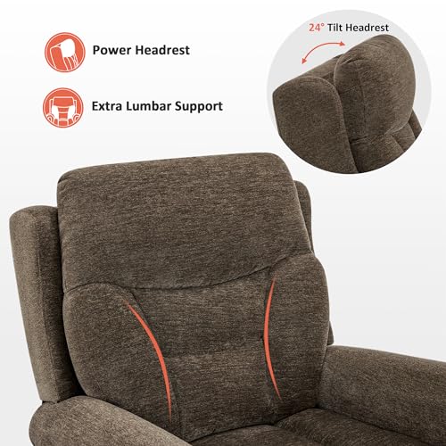 MCombo Triple Motor Power Lift Recliner Chair with Massage and Lumbar&seat Heating, Rolled Arms, Adjustable Headrest for Elderly People, Fabric 7888 (Coffee, Medium) - Image 30